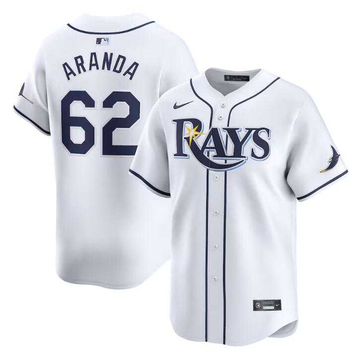 Men's Tampa Bay Rays #62 Jonathan Aranda White Home Limited Stitched Baseball Jersey Dzhi